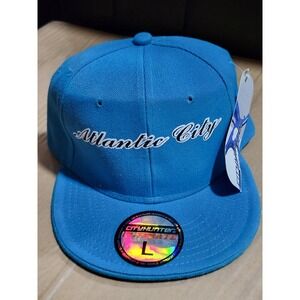 New Atlantic City CityHunter Fitted Hat Urban Aqua Blue High Crown Streetwear L